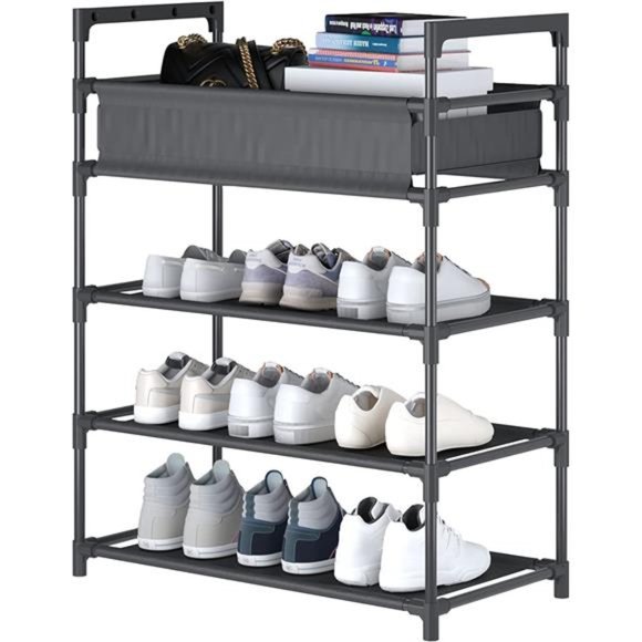 Laiensia 4-Tier Stackable Shoe Rack,turdy Shoe Shelf, Expandable & Adjustable